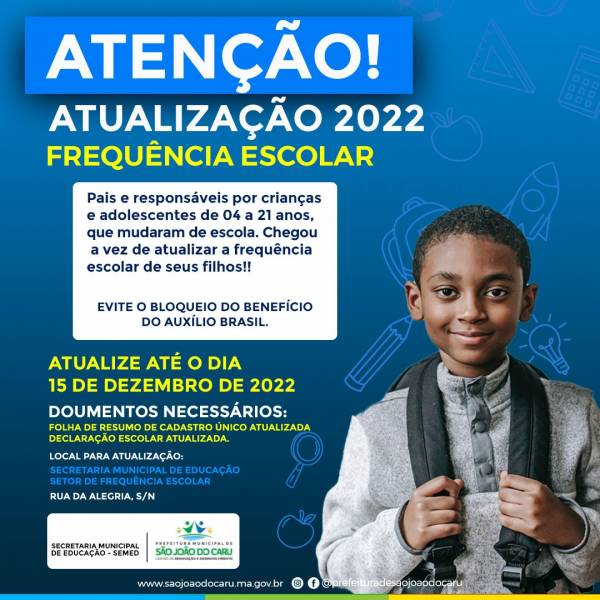 ATUALIZAÇÃO DA  FREQUÊNCIA ESCOLAR 2022