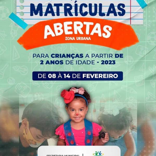MATRÍCULAS PARA EDUCAÇÃO INFANTIL, ENCERRAM HOJE. 